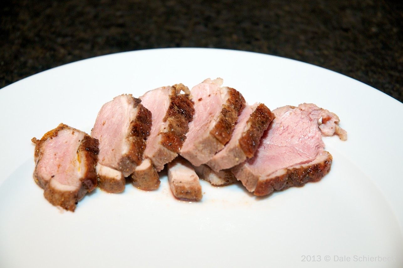 Duck cooked to medium-rare